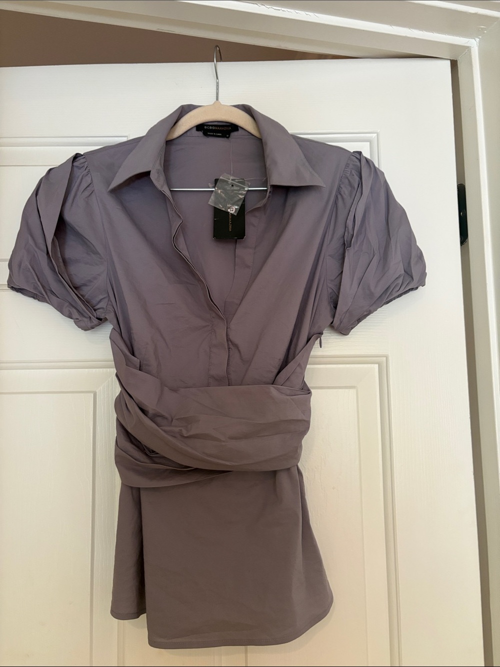 BCBG MAXAZRIA Mauve Wrap-Style Top